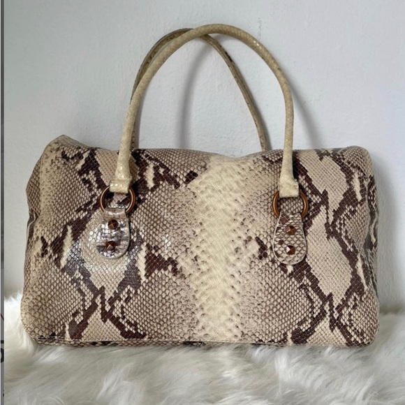 Cynthia Rowley Brown White Python Snakeskin Leather
Satchel Purse - Picture 2 of 6